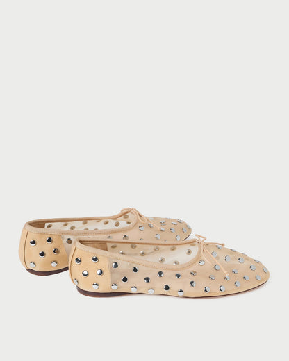 Loeffler Randall Essential | Landon Caramel/Silver Mesh Ballet Flat