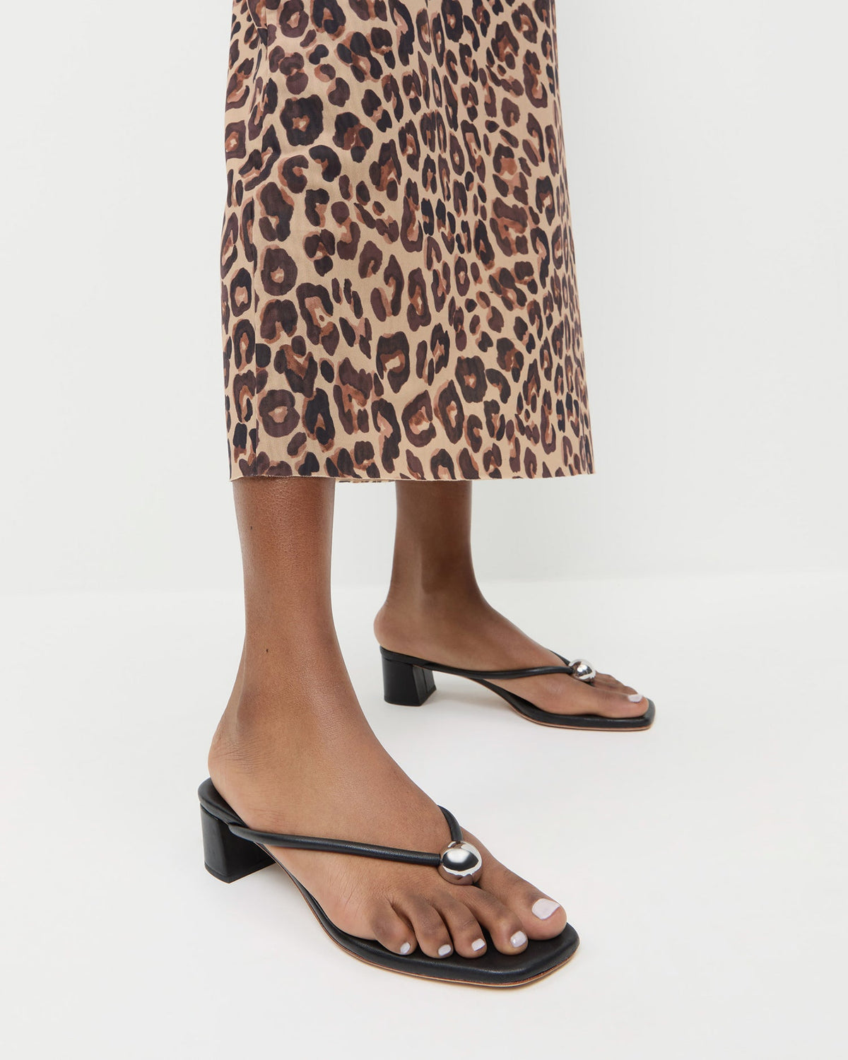 Loeffler Randall Value | Odessa Black Leather Heeled Sandal