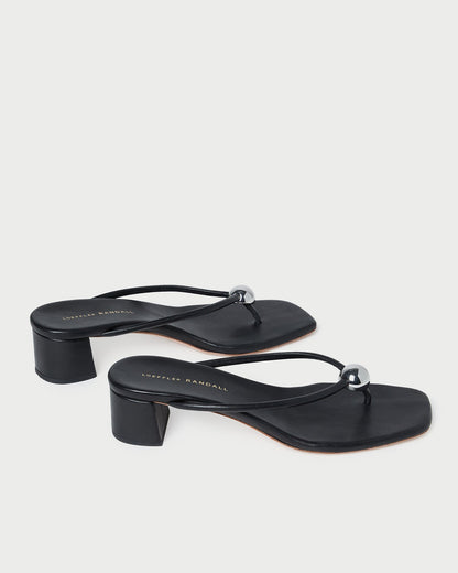Loeffler Randall Value | Odessa Black Leather Heeled Sandal