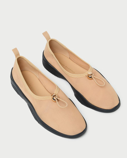 Loeffler Randall Premium | Raina Caramel/Black Mesh Flat
