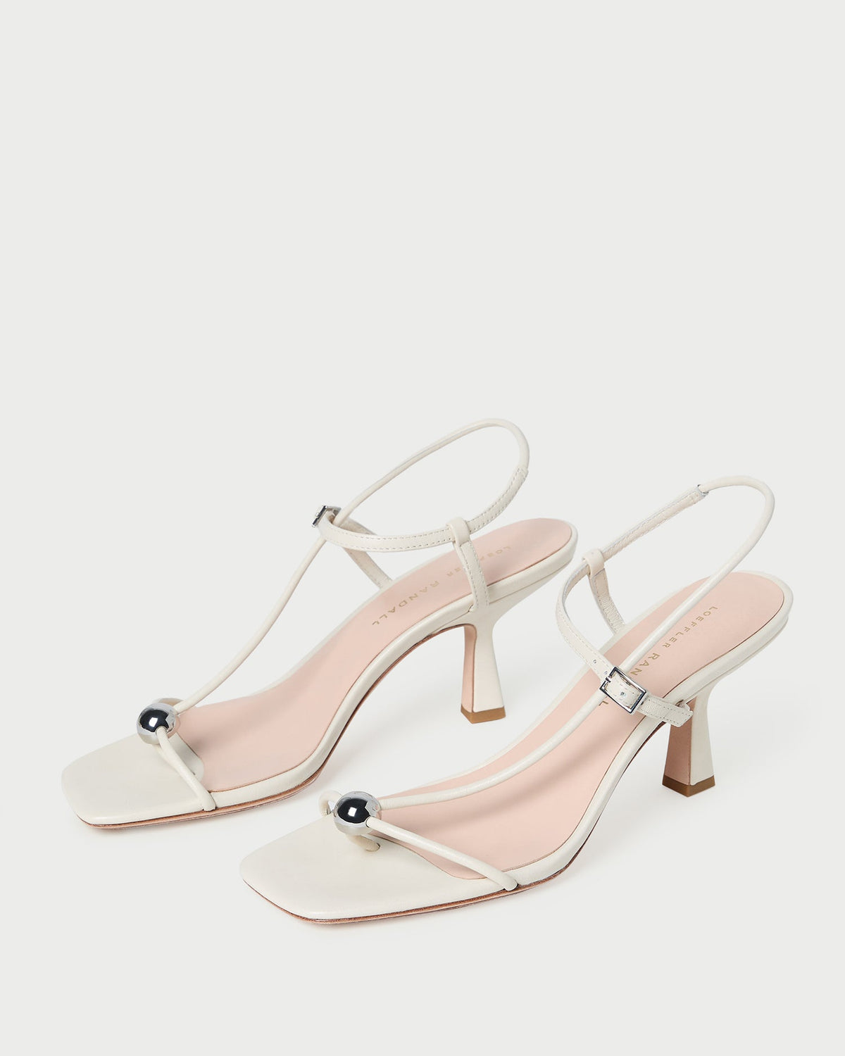 Loeffler Randall Hot Sale | Triana White Leather Mid-Heel Sandal