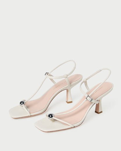 Loeffler Randall Hot Sale | Triana White Leather Mid-Heel Sandal