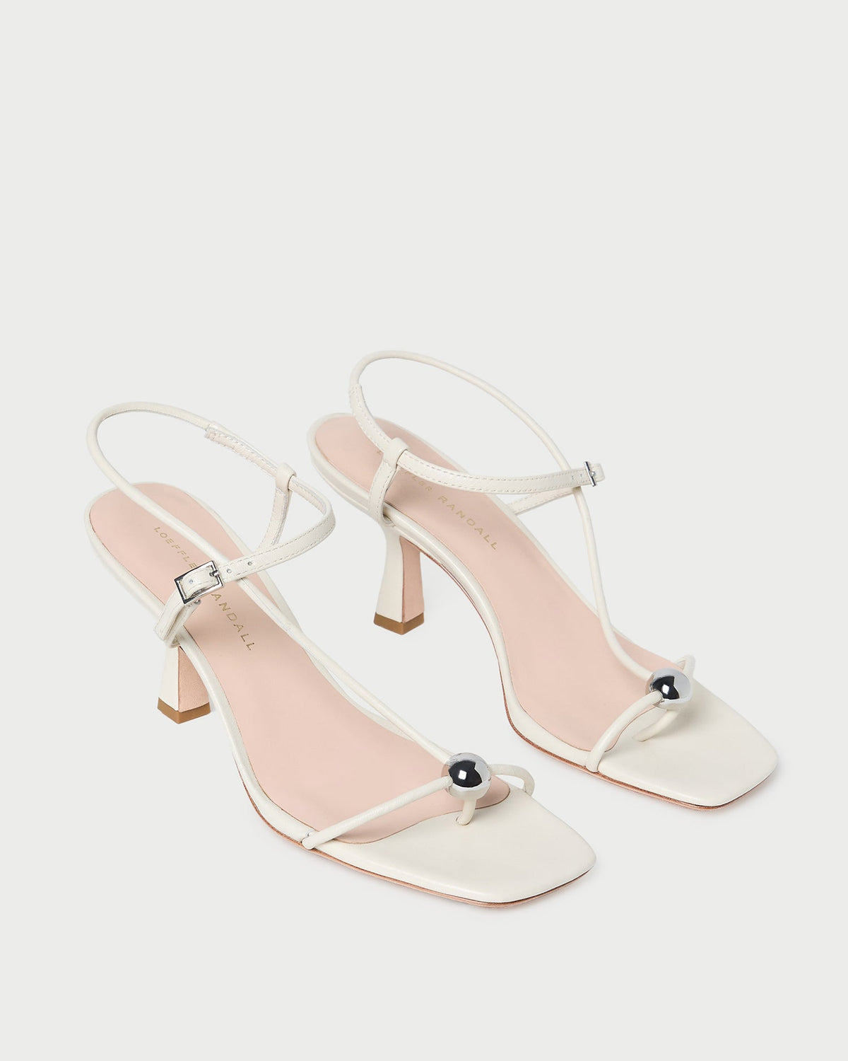 Loeffler Randall Hot Sale | Triana White Leather Mid-Heel Sandal