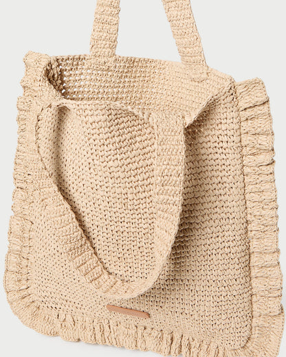 Loeffler Randall Everyday | Justine Natural Crochet Ruffle Tote