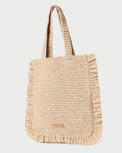 Loeffler Randall Everyday | Justine Natural Crochet Ruffle Tote