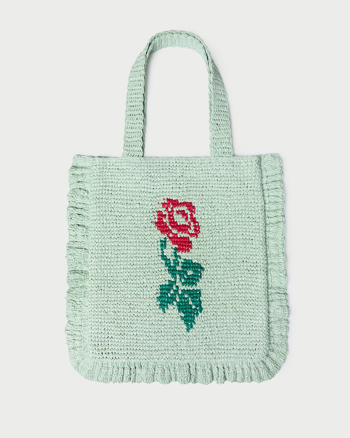 Loeffler Randall Best Price | Justine Mint Crochet Ruffle Tote
