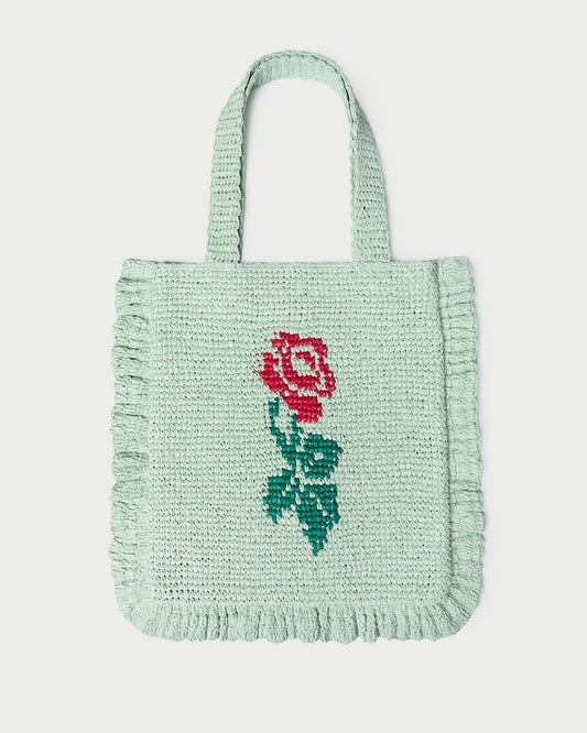 Loeffler Randall Best Price | Justine Mint Crochet Ruffle Tote