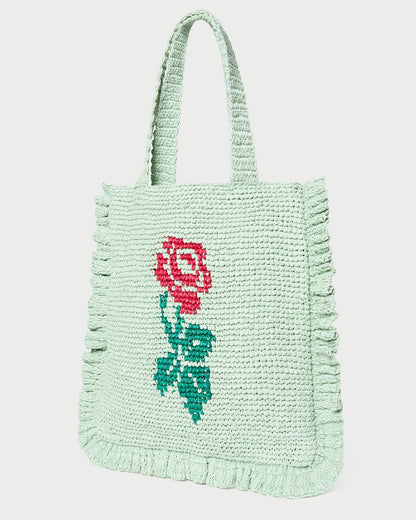 Loeffler Randall Best Price | Justine Mint Crochet Ruffle Tote