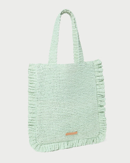 Loeffler Randall Best Price | Justine Mint Crochet Ruffle Tote