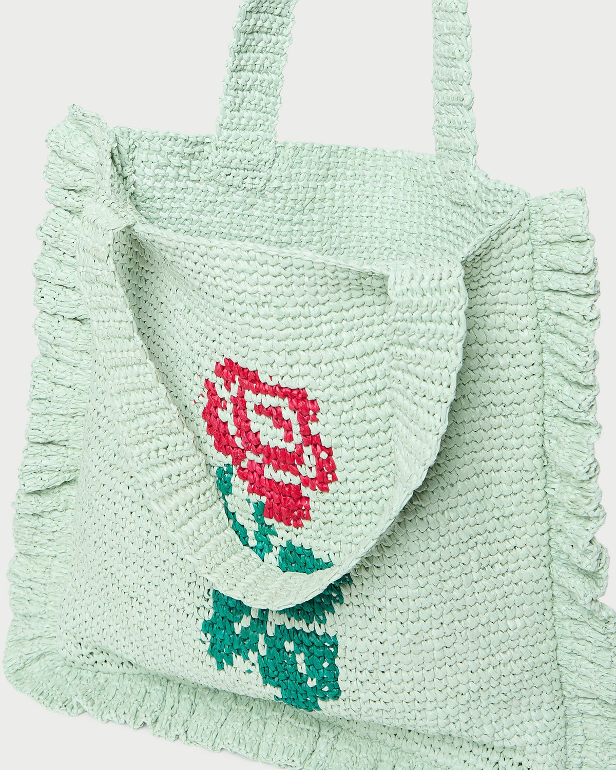 Loeffler Randall Best Price | Justine Mint Crochet Ruffle Tote