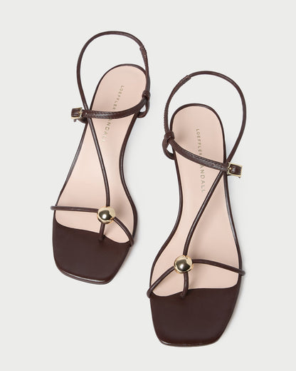 Loeffler Randall Signature | Triana Espresso Leather Mid-Heel Sandal