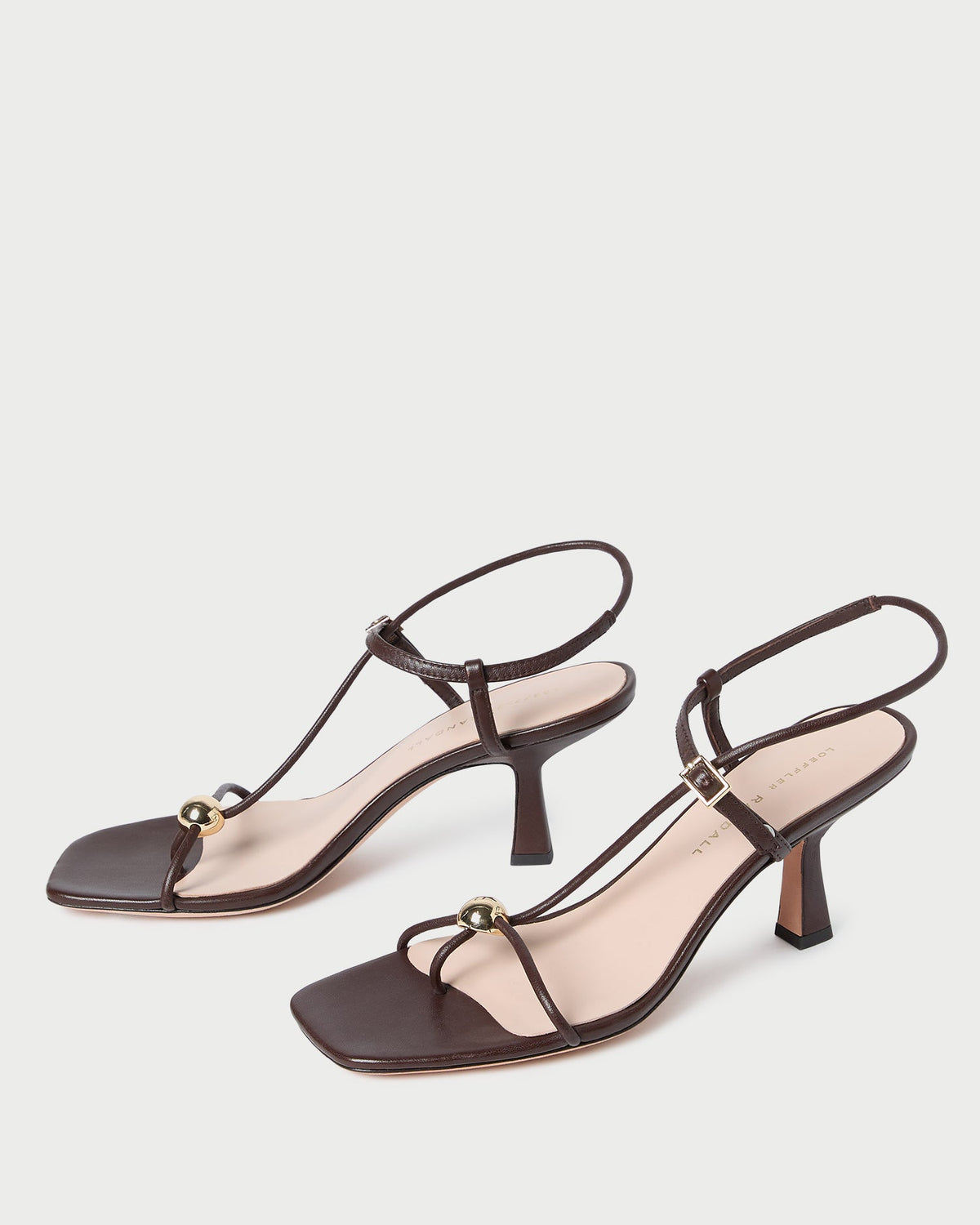 Loeffler Randall Signature | Triana Espresso Leather Mid-Heel Sandal