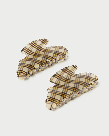 Loeffler Randall Recommended | Yuri Butter Plaid Hair Clip Set
