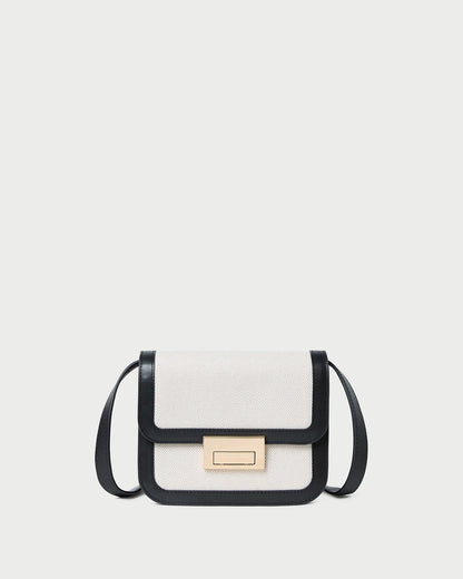 Loeffler Randall Discount | Desi Black/Natural Canvas Crossbody