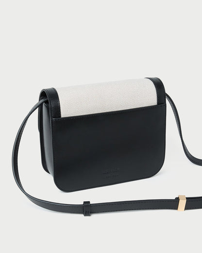 Loeffler Randall Discount | Desi Black/Natural Canvas Crossbody