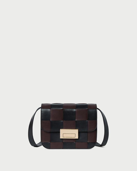 Loeffler Randall Featured | Desi Black/Espresso Woven Leather Crossbody
