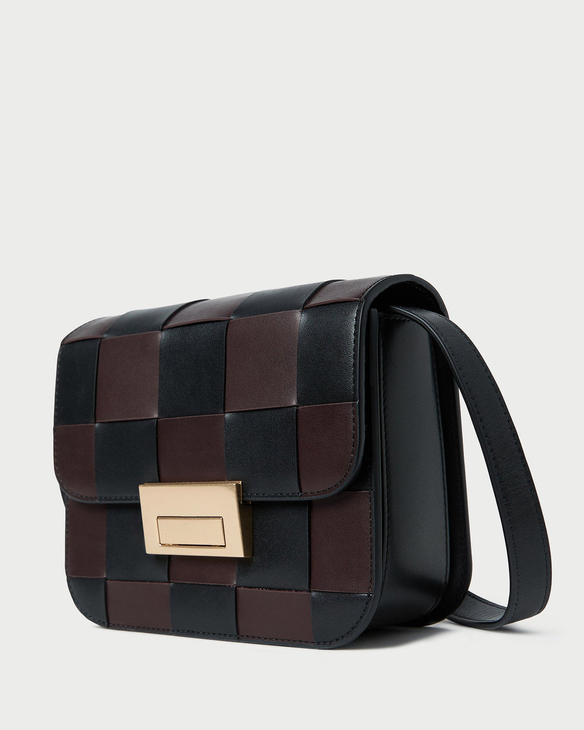 Loeffler Randall Featured | Desi Black/Espresso Woven Leather Crossbody