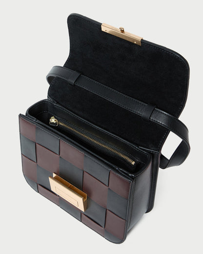Loeffler Randall Featured | Desi Black/Espresso Woven Leather Crossbody