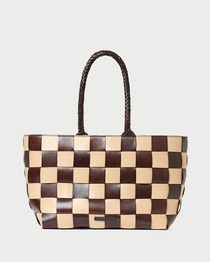 Loeffler Randall Customer Favorite | Klara Brown/Butter Woven Leather Tote