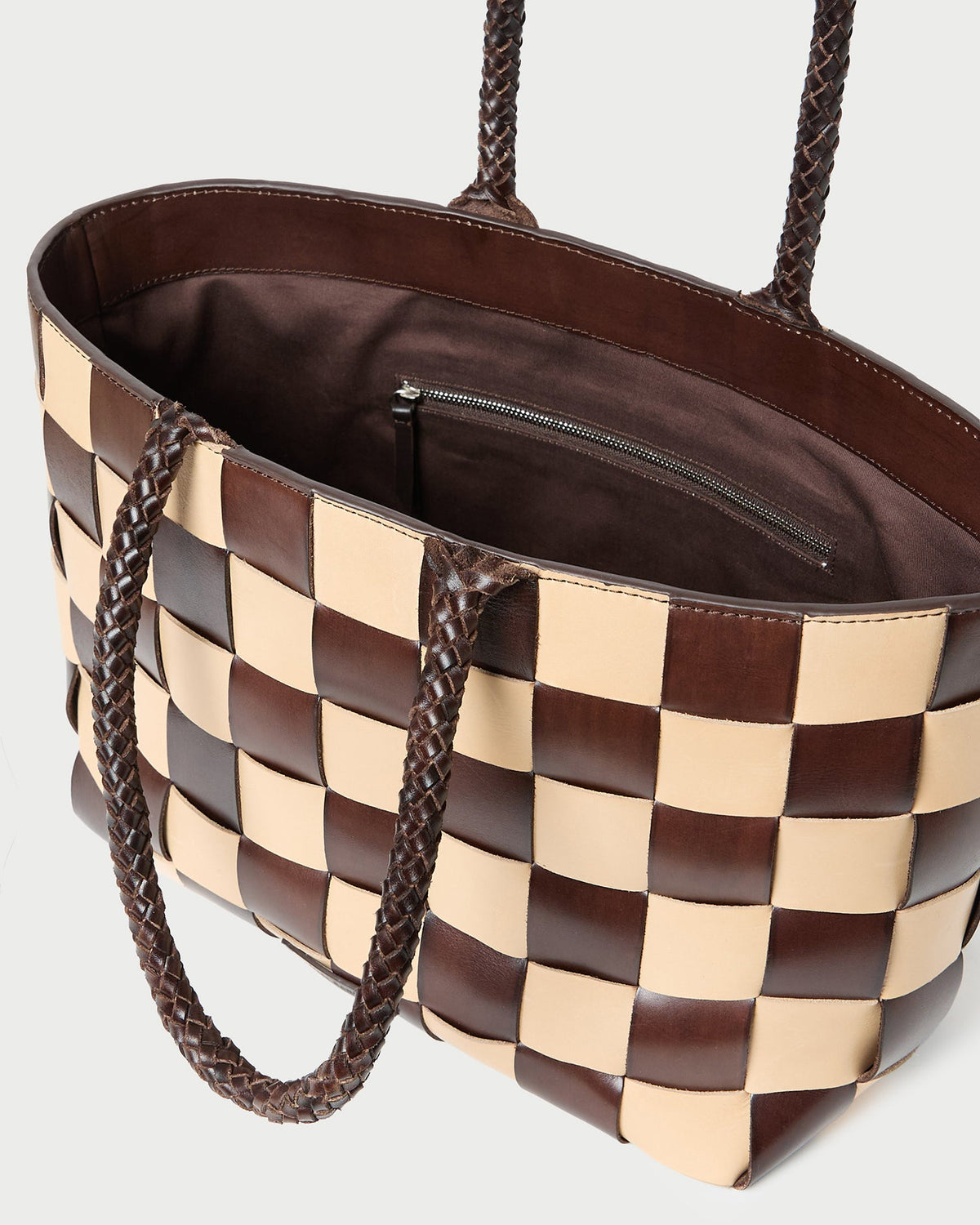Loeffler Randall Customer Favorite | Klara Brown/Butter Woven Leather Tote