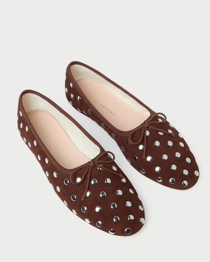Loeffler Randall Best Seller | Landon Espresso/Silver Suede Ballet Flat