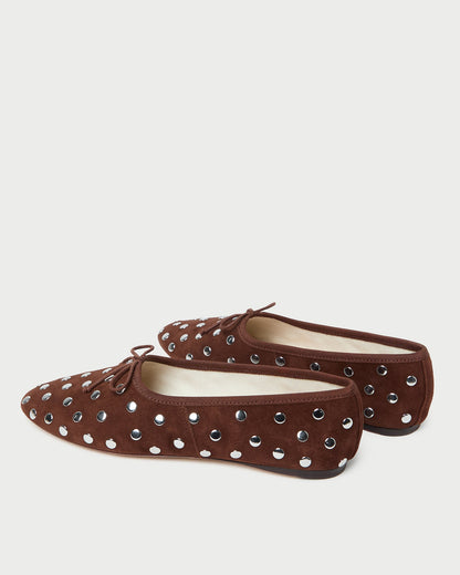 Loeffler Randall Best Seller | Landon Espresso/Silver Suede Ballet Flat