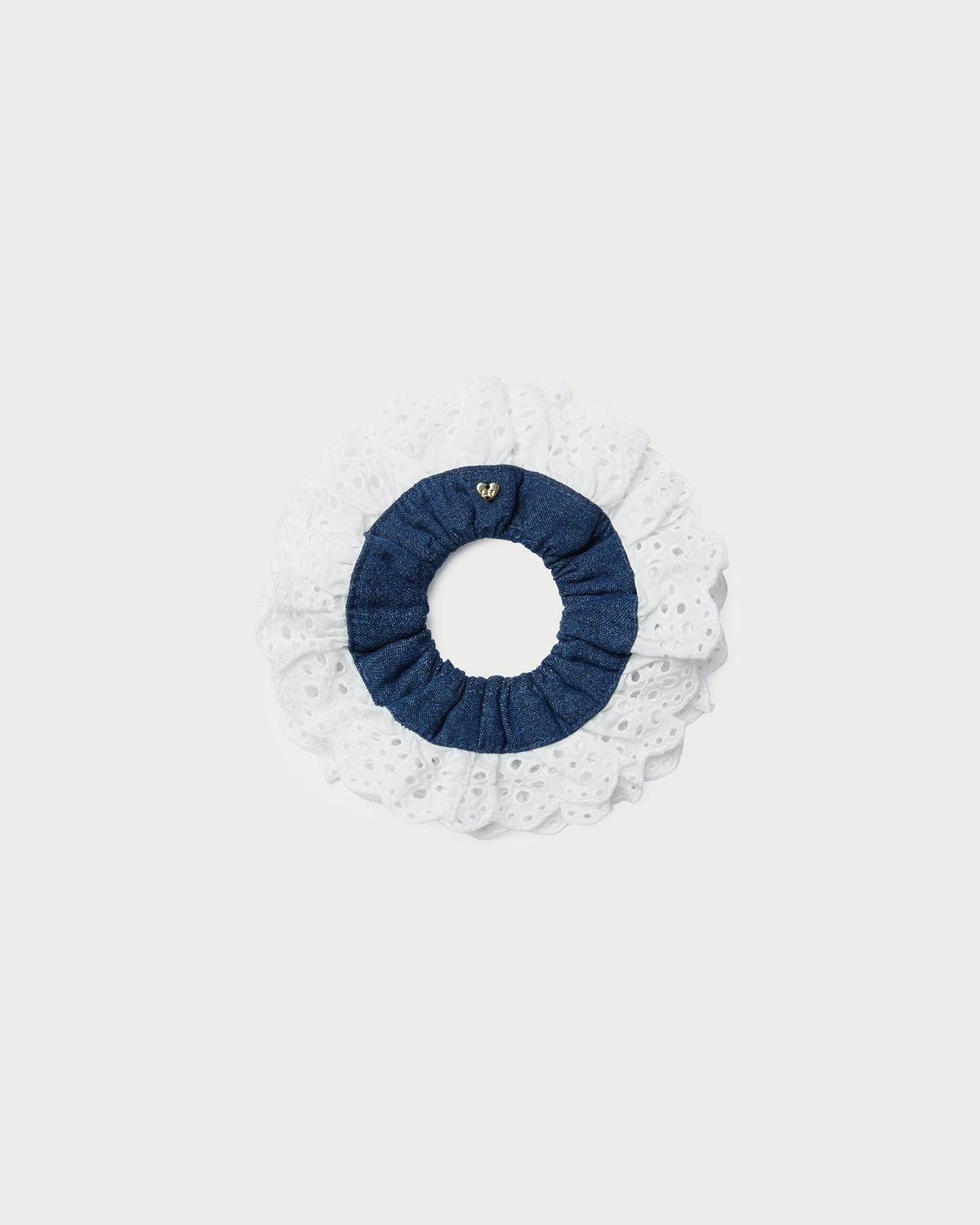 Loeffler Randall Recommended | Dolly Denim/Cream Embroidered Scrunchie
