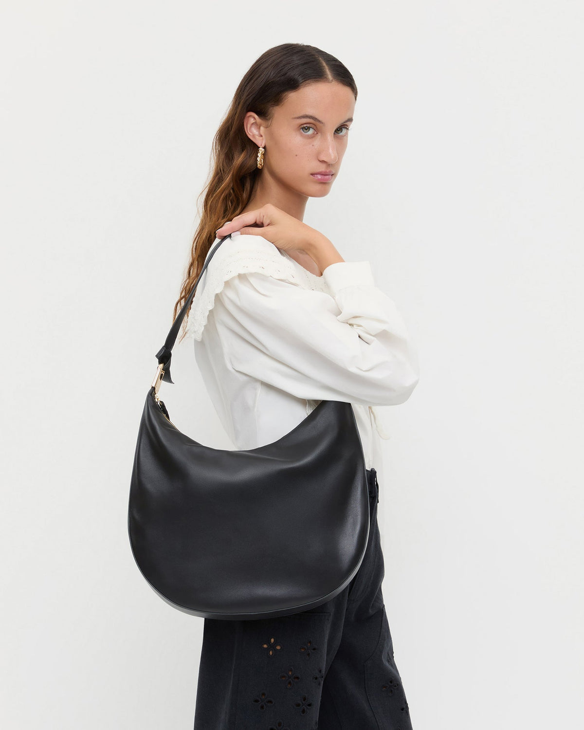 Loeffler Randall Top Pick | Morgan Black Leather Shoulder Bag