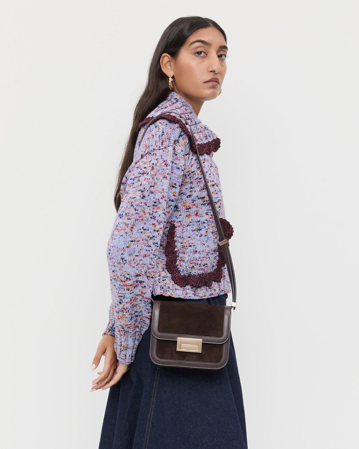 Loeffler Randall Discount | Desi Brown Suede Crossbody