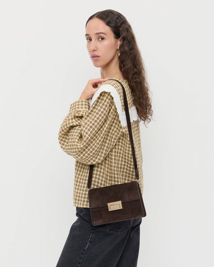 Loeffler Randall Smart Buy | Delphine Brown Suede Shoulder Bag