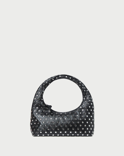 Loeffler Randall Signature | Mercer Black/Silver Leather Shoulder Bag