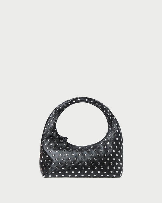 Loeffler Randall Signature | Mercer Black/Silver Leather Shoulder Bag