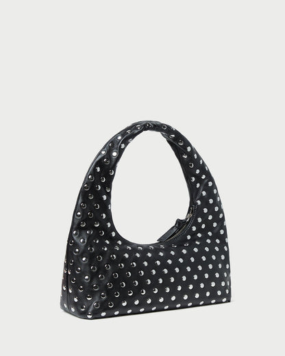 Loeffler Randall Signature | Mercer Black/Silver Leather Shoulder Bag