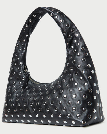 Loeffler Randall Signature | Mercer Black/Silver Leather Shoulder Bag