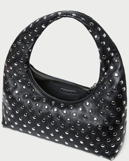 Loeffler Randall Signature | Mercer Black/Silver Leather Shoulder Bag