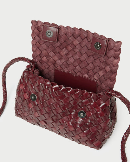 Loeffler Randall Value | Vinnie Maroon Woven Leather Crossbody