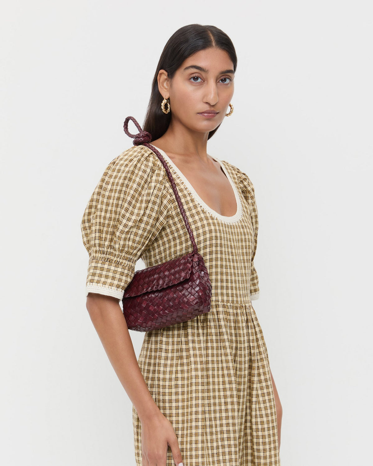 Loeffler Randall Value | Vinnie Maroon Woven Leather Crossbody