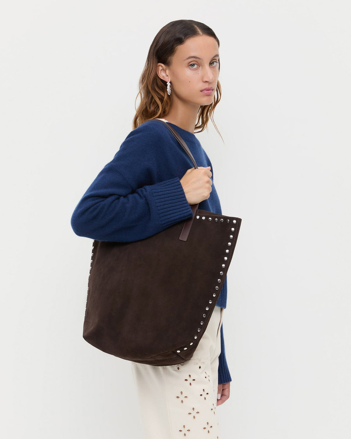Loeffler Randall Sale | Walker Brown/Silver Suede Tote