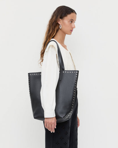 Loeffler Randall Trending | Walker Black/Silver Leather Tote