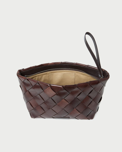 Loeffler Randall Trending | Melina Chocolate Woven Leather Clutch