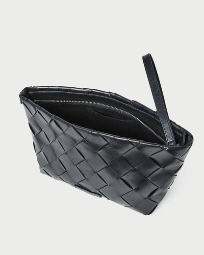 Loeffler Randall Smart Buy | Melina Black Woven Leather Clutch