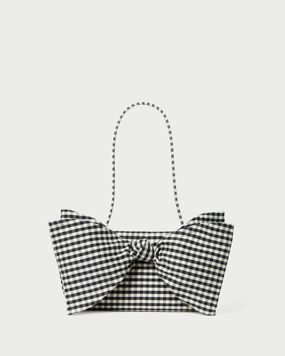 Loeffler Randall Essential | Valerie Black/White Gingham Bow Bag