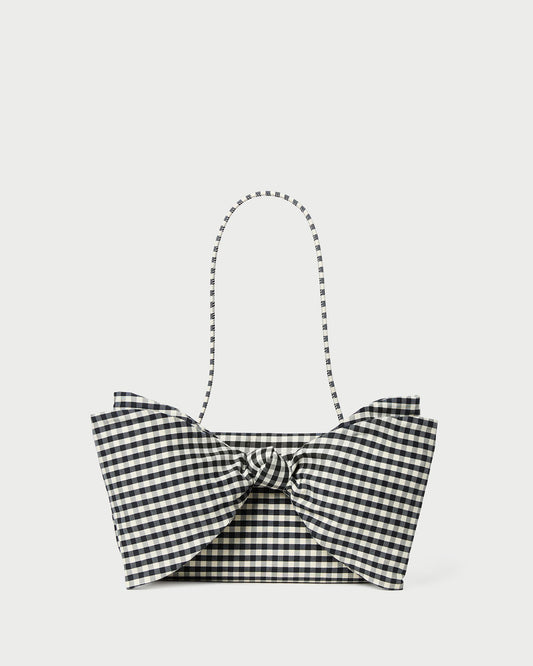 Loeffler Randall Essential | Valerie Black/White Gingham Bow Bag