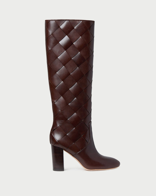 Loeffler Randall Signature | Goldy Espresso Woven Leather Tall Boot