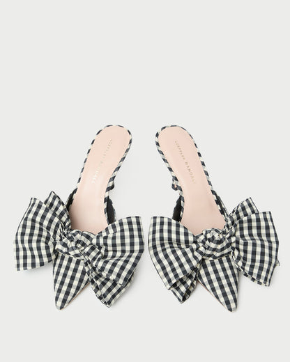 Loeffler Randall Quality | Margot Black/White Gingham Bow Mule
