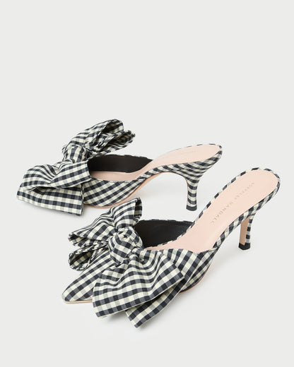 Loeffler Randall Quality | Margot Black/White Gingham Bow Mule
