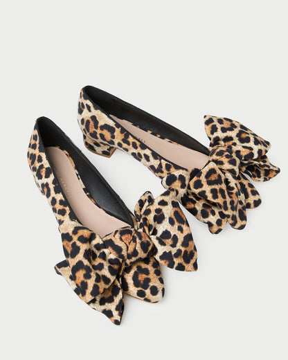 Loeffler Randall Signature | Noa Leopard Jersey Bow Flat