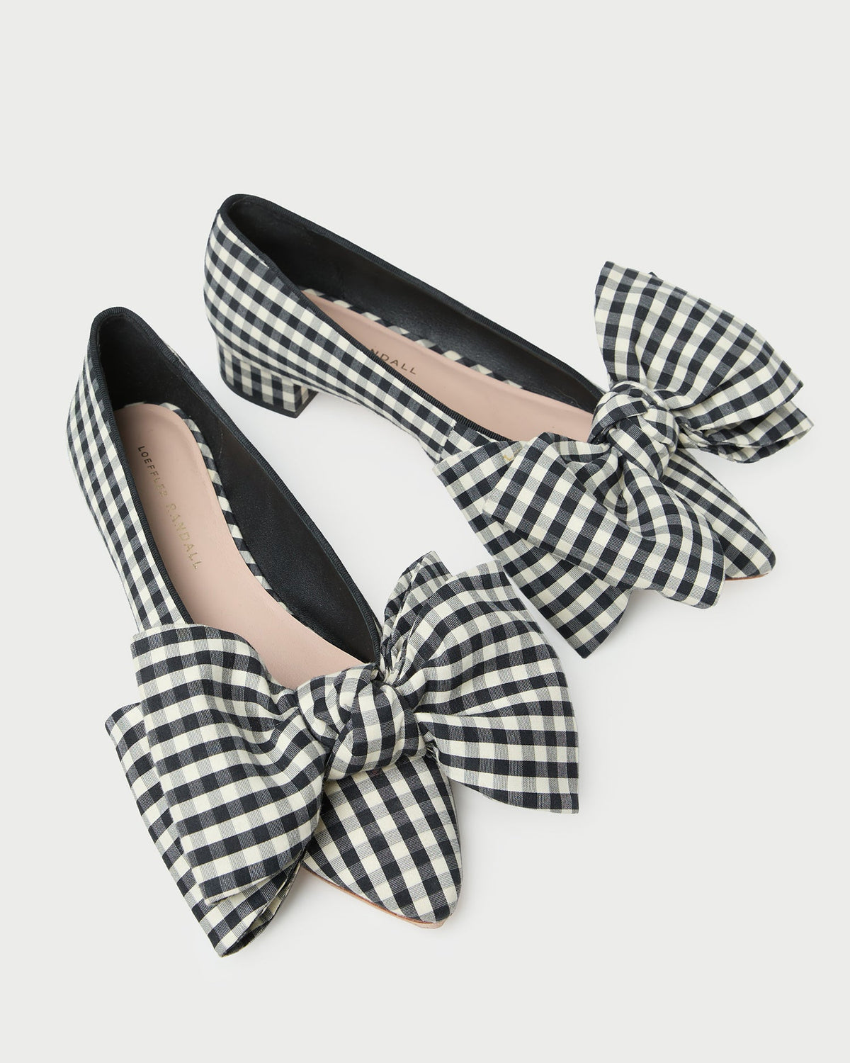 Loeffler Randall Special Offer | Noa Black/White Gingham Bow Flat