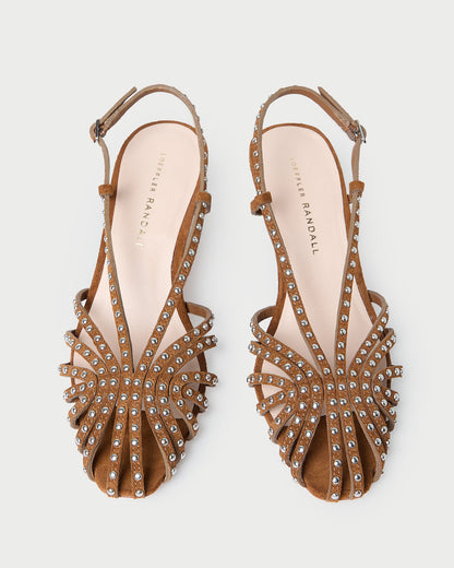 Loeffler Randall Trusted | Priscilla Cacao/Silver Suede Heeled Sandal