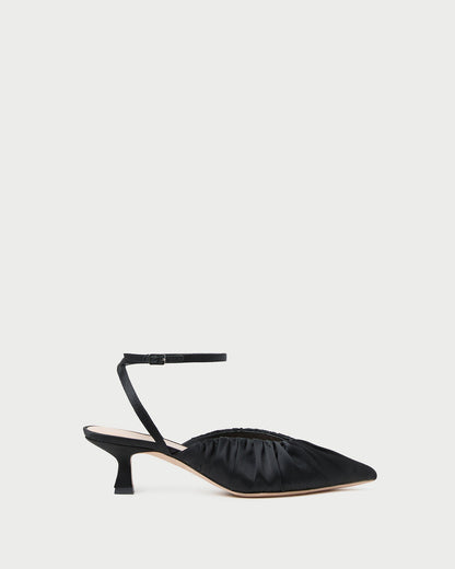 Loeffler Randall Recommended | Rio Black Satin Kitten Heel